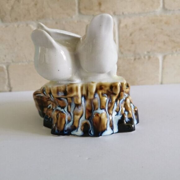 Vintage Pair of Geese Ceramic Drip Glaze Ashtray, MCM Birds Tobacciana - Picture 5 of 10